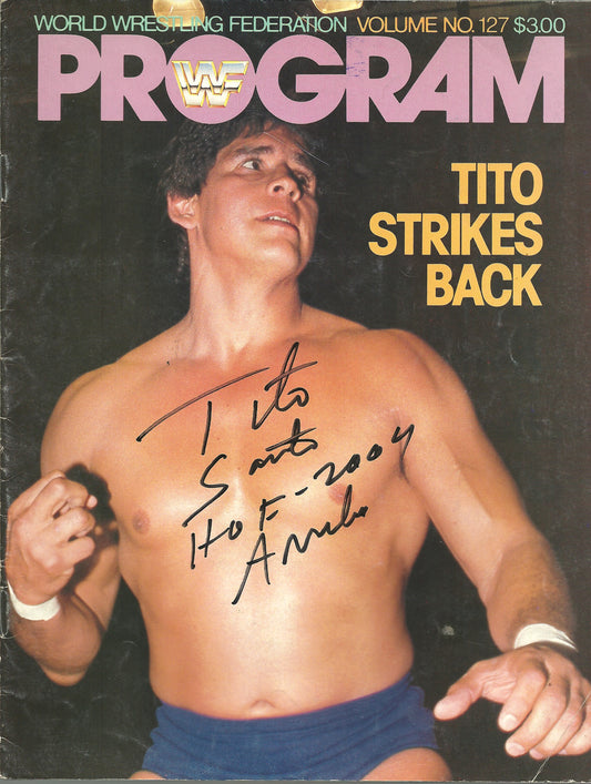 AM742 Tito Santana VERY RARE   Autographed Vintage Wrestling Magazine w/COA