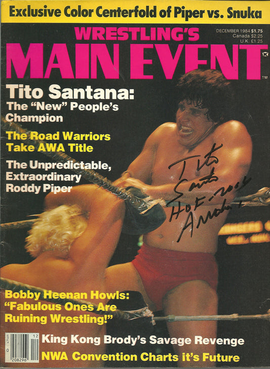AM743 Tito Santana VERY RARE   Autographed Vintage Wrestling Magazine w/COA