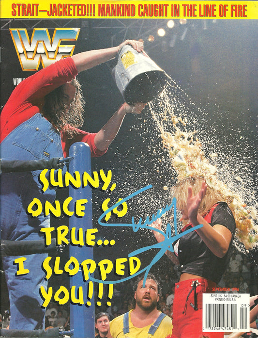 AM749  Sunny VERY RARE   Autographed Vintage Wrestling Magazine w/COA