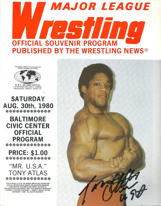 AM755  Mr. USA Tony Atlas  Autographed Vintage Wrestling Magazine w/COA