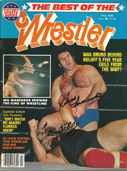 AM763  Bruno Sammartino ( Deceased ) Ivan Koloff ( Deceased )   Autographed Vintage Wrestling Magazine w/COA