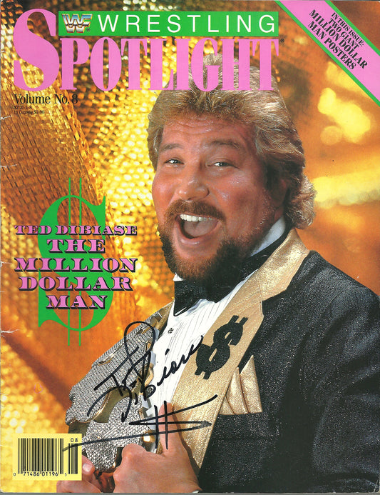 AM765  Million Dollar Man Ted Dibiase    Autographed Vintage Wrestling Magazine w/COA