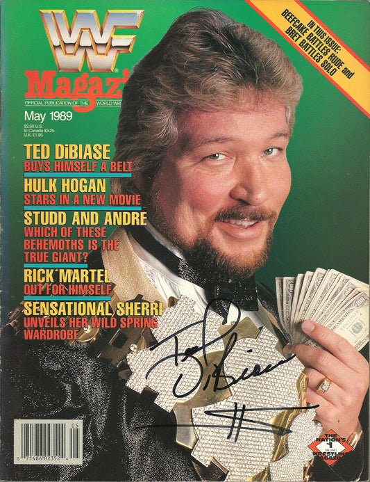 AM766  Million Dollar Man Ted Dibiase    Autographed Vintage Wrestling Magazine w/COA