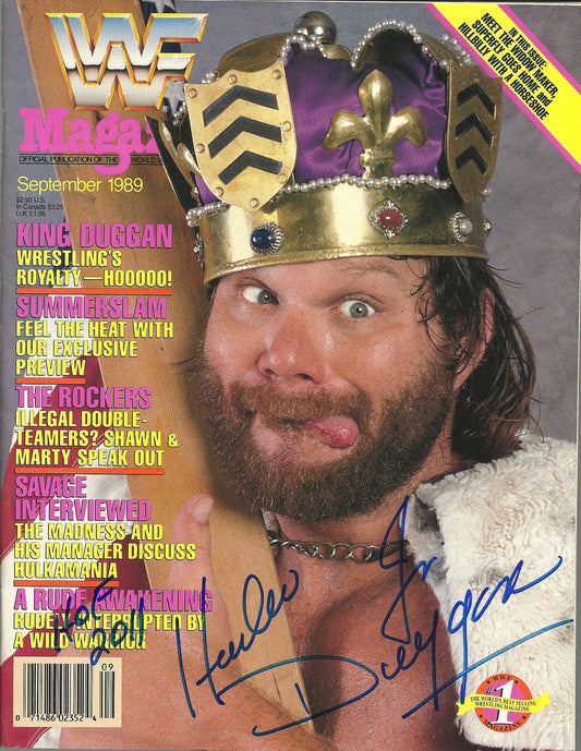 AM769  Hacksaw Jim Duggan  VERY RARE Autographed Vintage Wrestling Magazine w/COA