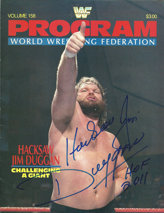 AM770  Hacksaw Jim Duggan  VERY RARE Autographed Vintage Wrestling Magazine w/COA