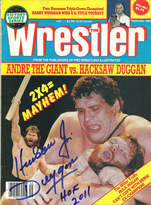 AM774  Hacksaw Jim Duggan   VERY RARE Autographed Vintage Wrestling Magazine w/COA