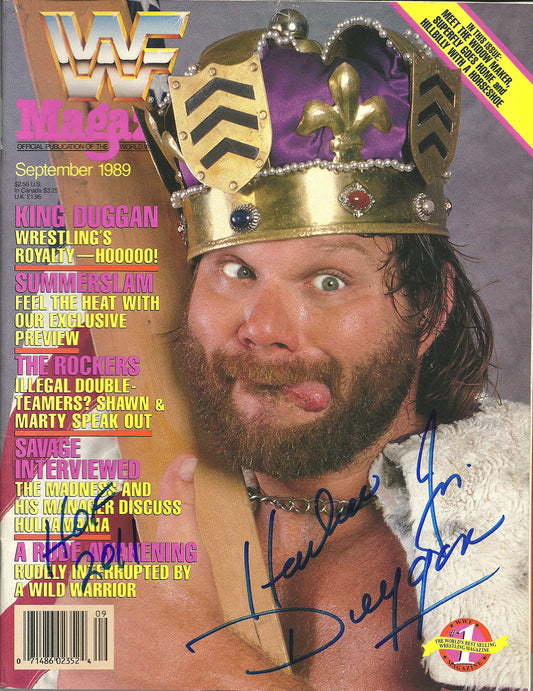 AM776  Hacksaw Jim Duggan   VERY RARE Autographed Vintage Wrestling Magazine w/COA