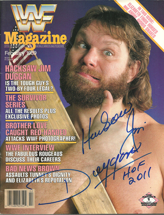 AM780  Hacksaw Jim Duggan   VERY RARE Autographed Vintage Wrestling Magazine w/COA