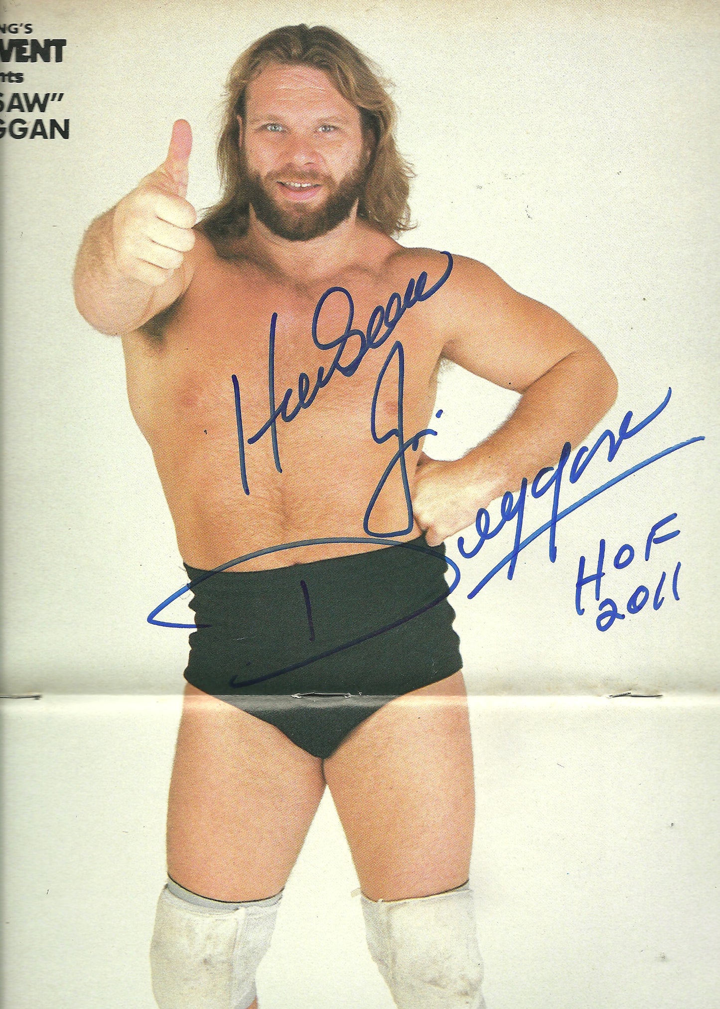 AM781  Hacksaw Jim Duggan   VERY RARE Autographed Vintage Wrestling Magazine w/COA