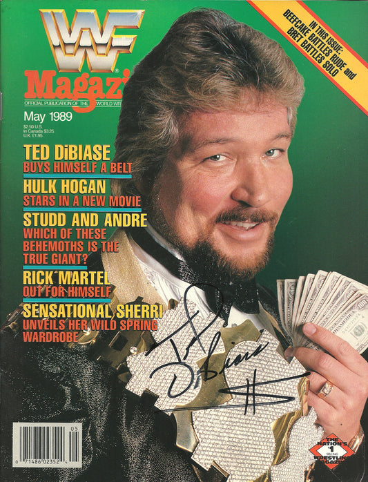 AM782  Million Dollar Man Ted Dibiase   VERY RARE Autographed Vintage Wrestling Magazine w/COA