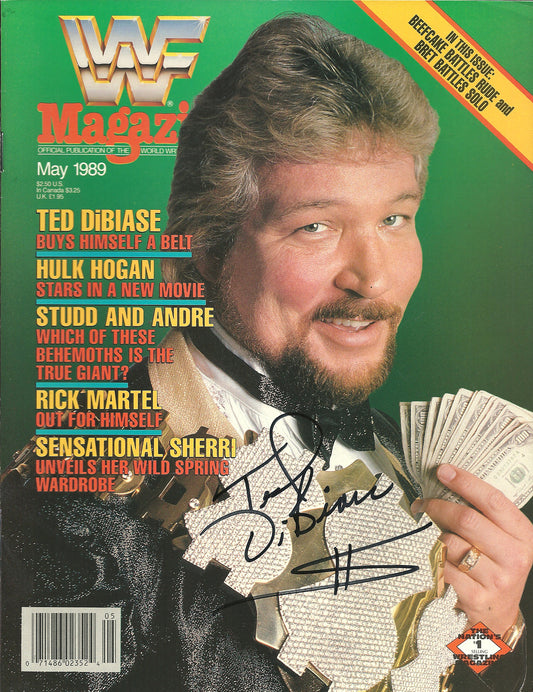 AM783  Million Dollar Man Ted Dibiase   VERY RARE Autographed Vintage Wrestling Magazine w/COA