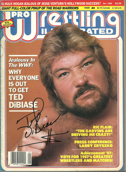 AM784  Million Dollar Man Ted Dibiase Road Warrior Animal (Deceased )   VERY RARE Autographed Vintage Wrestling Magazine w/COA