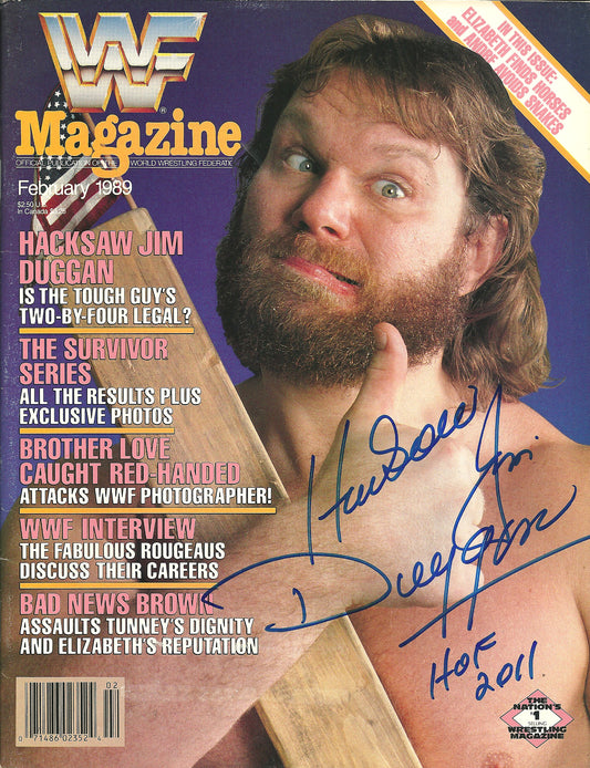 AM787  Hacksaw Jim Duggan   VERY RARE Autographed Vintage Wrestling Magazine w/COA