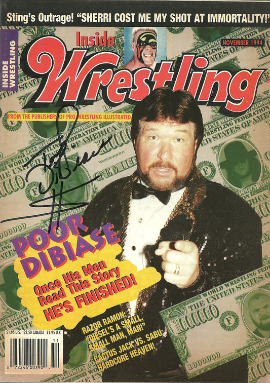 AM788  Million Dollar Man Ted DiBiase   VERY RARE Autographed Vintage Wrestling Magazine w/COA