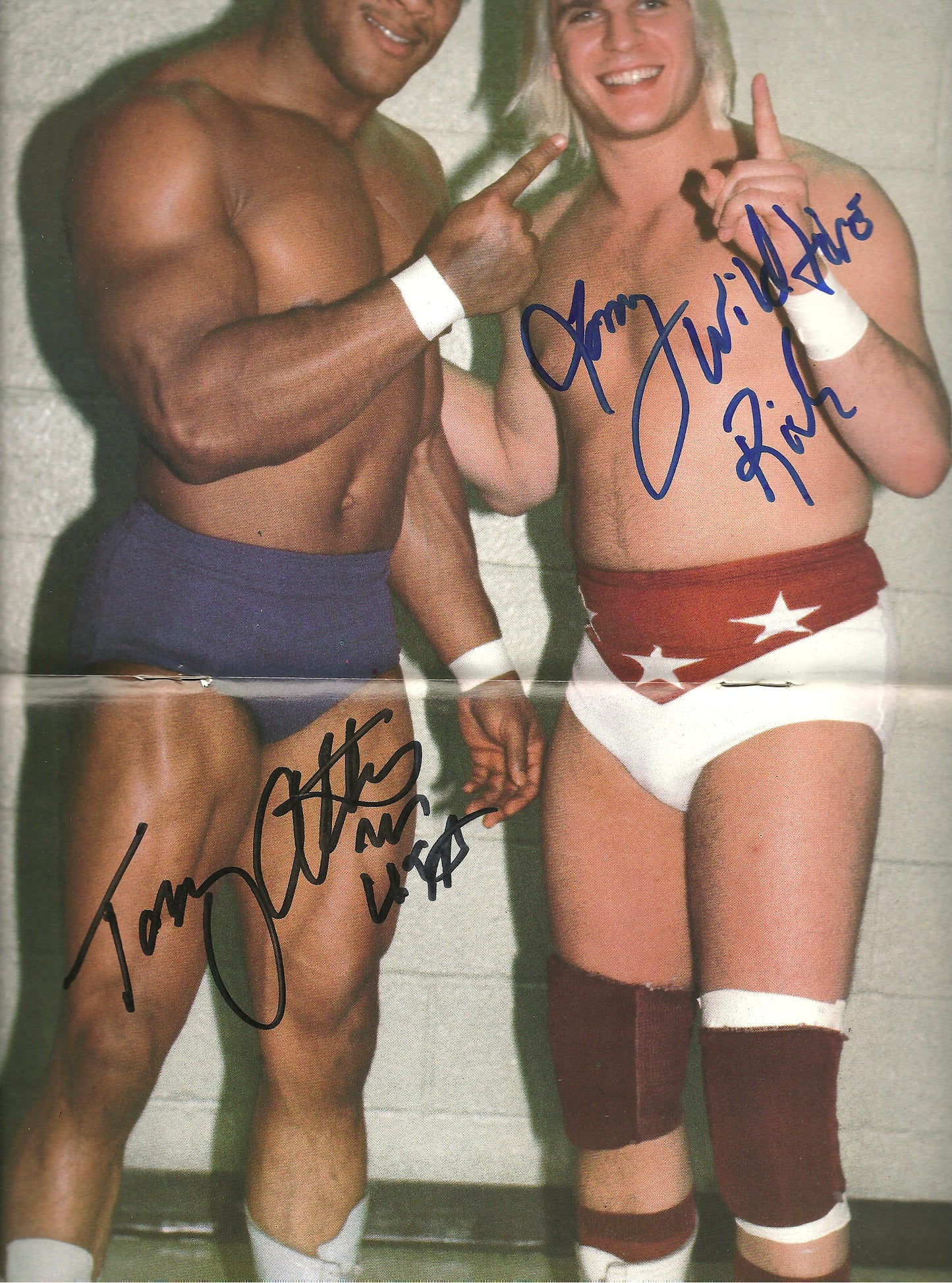 AM792  Tommy Wildfire Rich   Mr. USA Tony Atlas    VERY RARE Autographed Vintage Wrestling Magazine w/COA