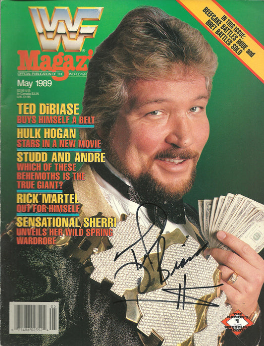 AM793  Million Dollar Man Ted DiBiase   VERY RARE Autographed Vintage Wrestling Magazine w/COA