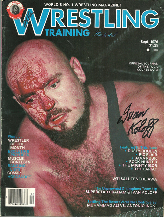 AM794  The Russian Bear Ivan Koloff ( Deceased )   VERY RARE Autographed Vintage Wrestling Magazine w/COA