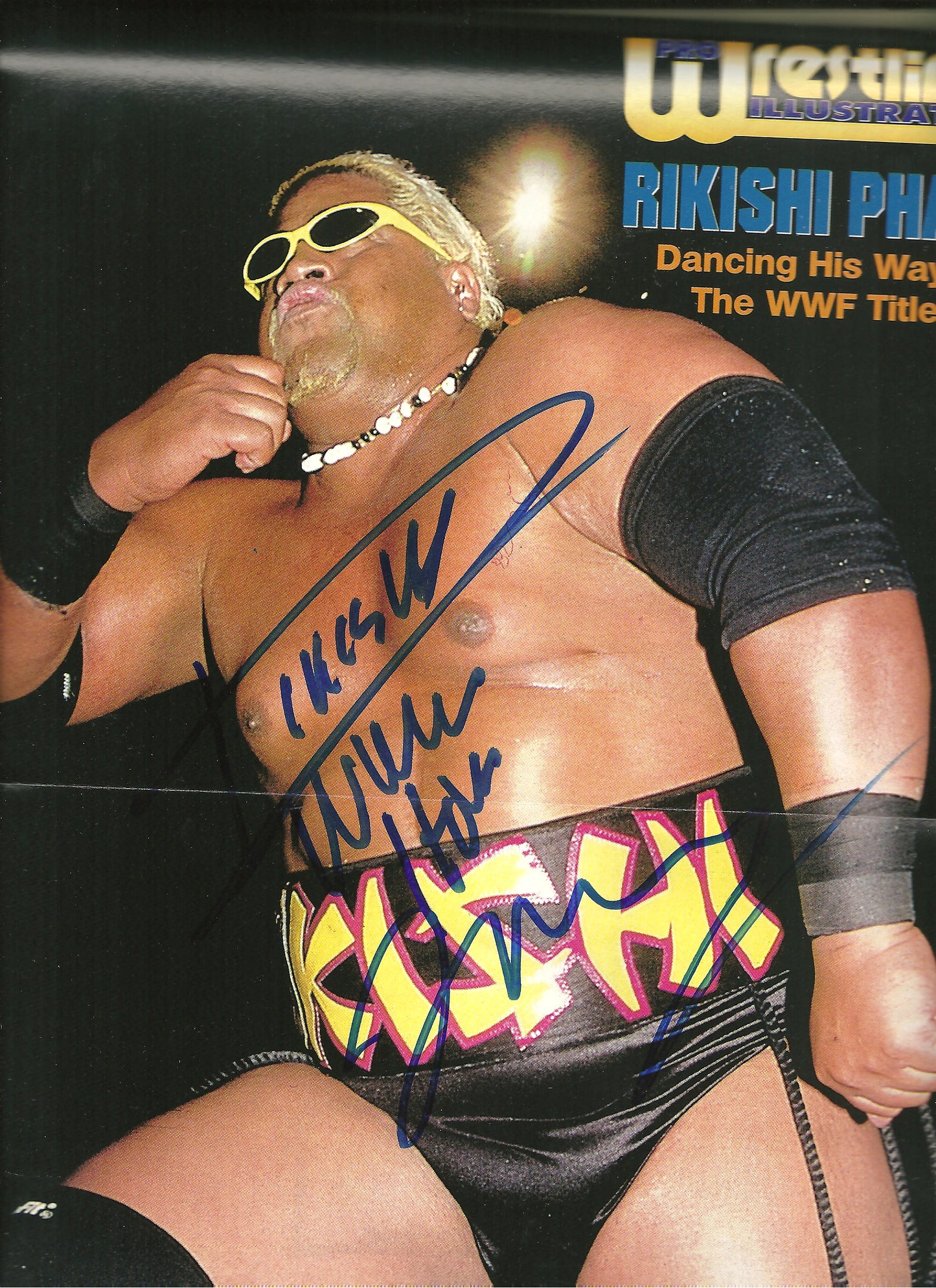 AM796  Big Poppa Pump Scott Steiner  Rikishi    VERY RARE Autographed Vintage Wrestling Magazine w/COA