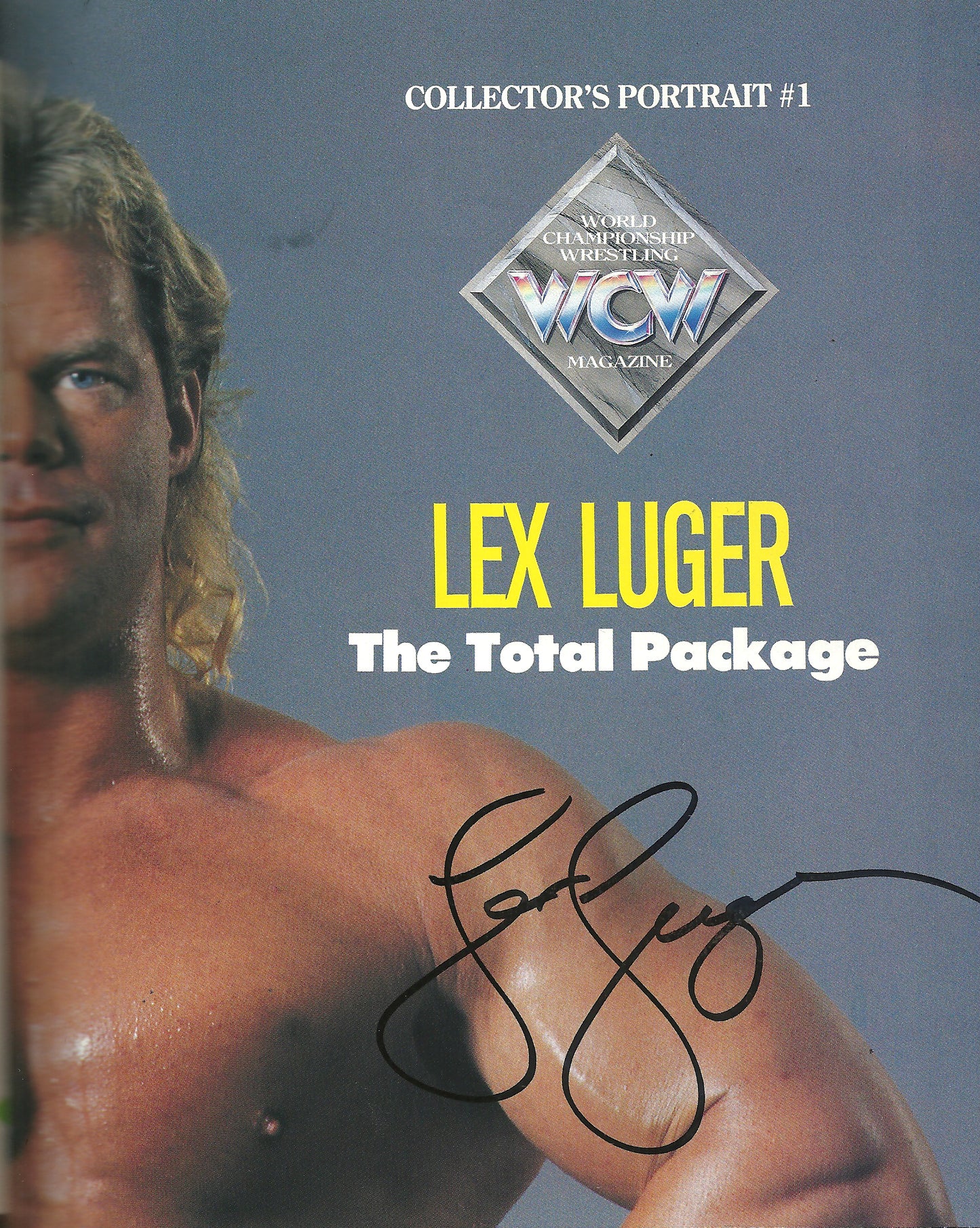 AM798  Steiner Brothers Lex Luger    PREMEIRE ISSUE VERY RARE Autographed Vintage Wrestling Magazine w/COA