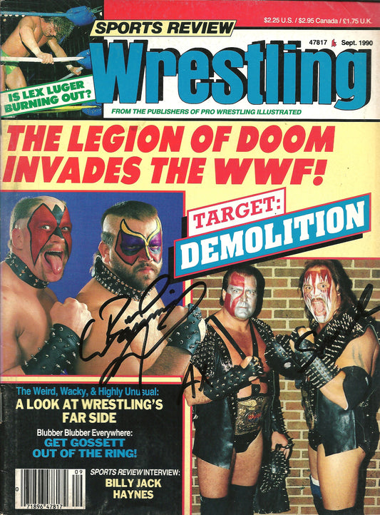 AM800  Road Warrior Animal ( Deceased )  Demolition  VERY RARE Autographed Vintage   Wrestling Magazine w/COA