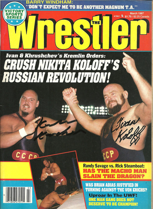 AM802 Ivan Koloff  ( Deceased )  Khrusher Khruchev  VERY RARE Autographed Vintage   Wrestling Magazine w/COA