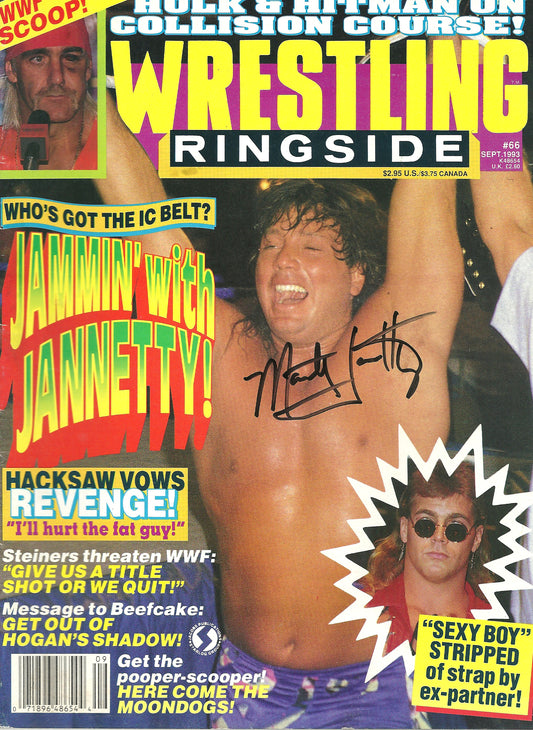 AM811  Marty Jannetty   VERY RARE Autographed Vintage   Wrestling Magazine w/COA