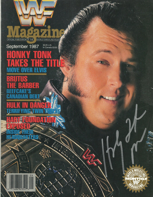 AM817  The Honky Tonk Man VERY RARE Autographed Vintage   Wrestling Magazine w/COA