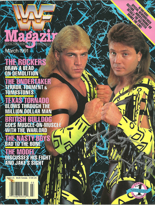 AM818  Marty Jannetty  VERY RARE Autographed Vintage   Wrestling Magazine w/COA