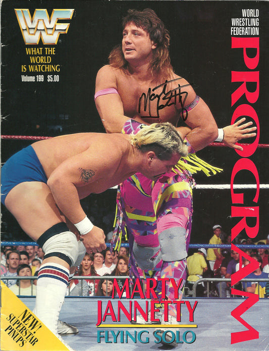 AM824  Marty Jannetty    VERY RARE Autographed Vintage Wrestling Magazine w/COA