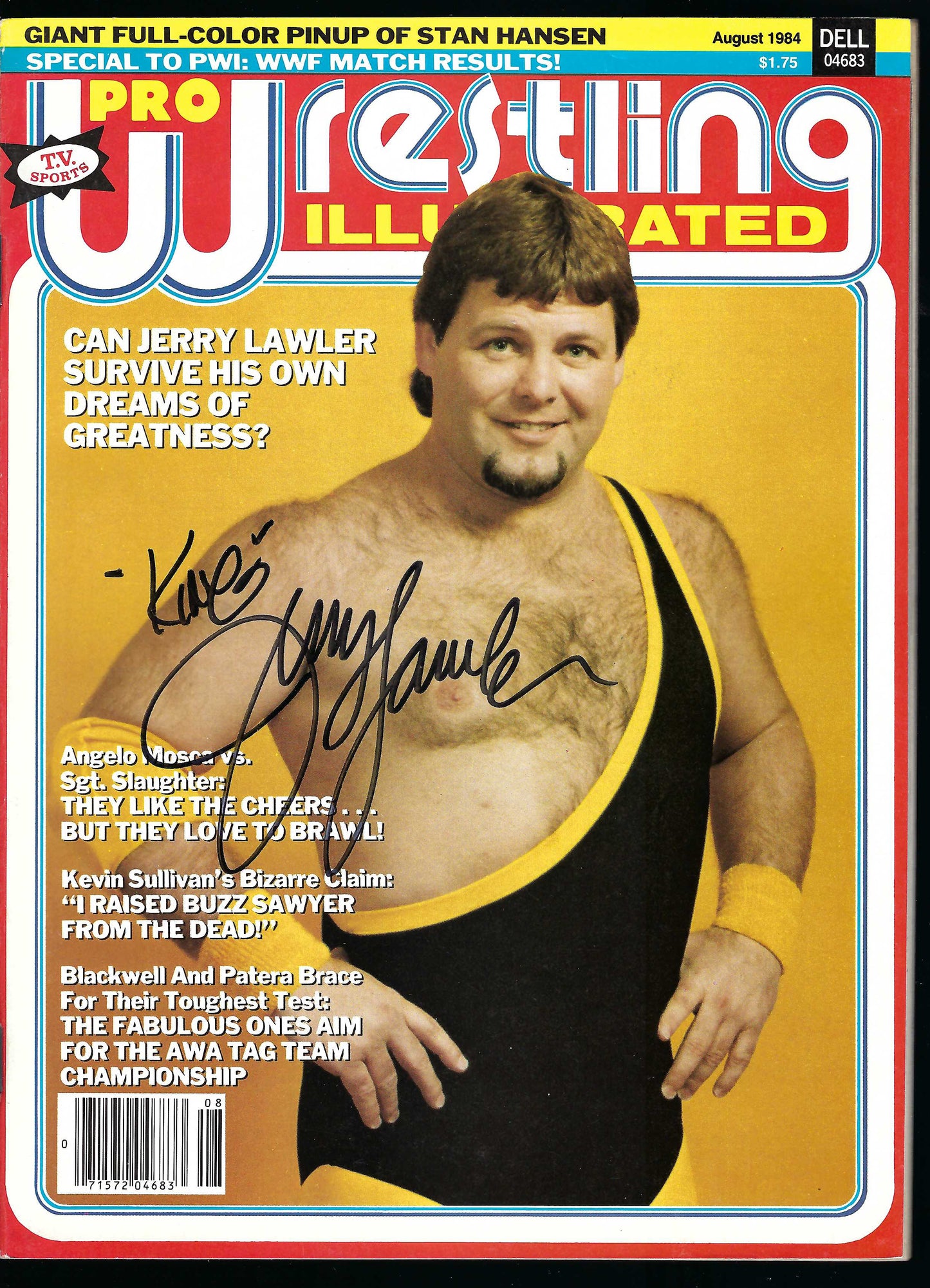 AM844  Jerry the King Lawler  Stan the Lariat Hansen VERY RARE Autographed Vintage Wrestling Magazine  w/COA