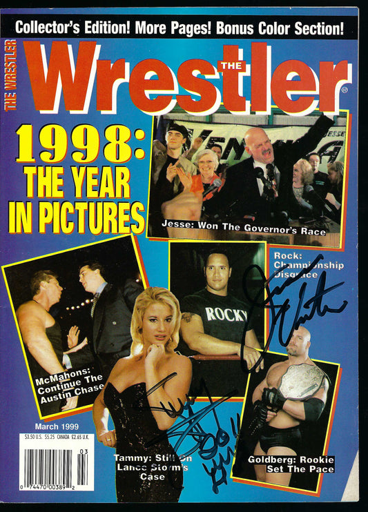 AM851  Sunny  Jesse Ventura  VERY RARE Autographed Vintage Wrestling Magazine w/COA