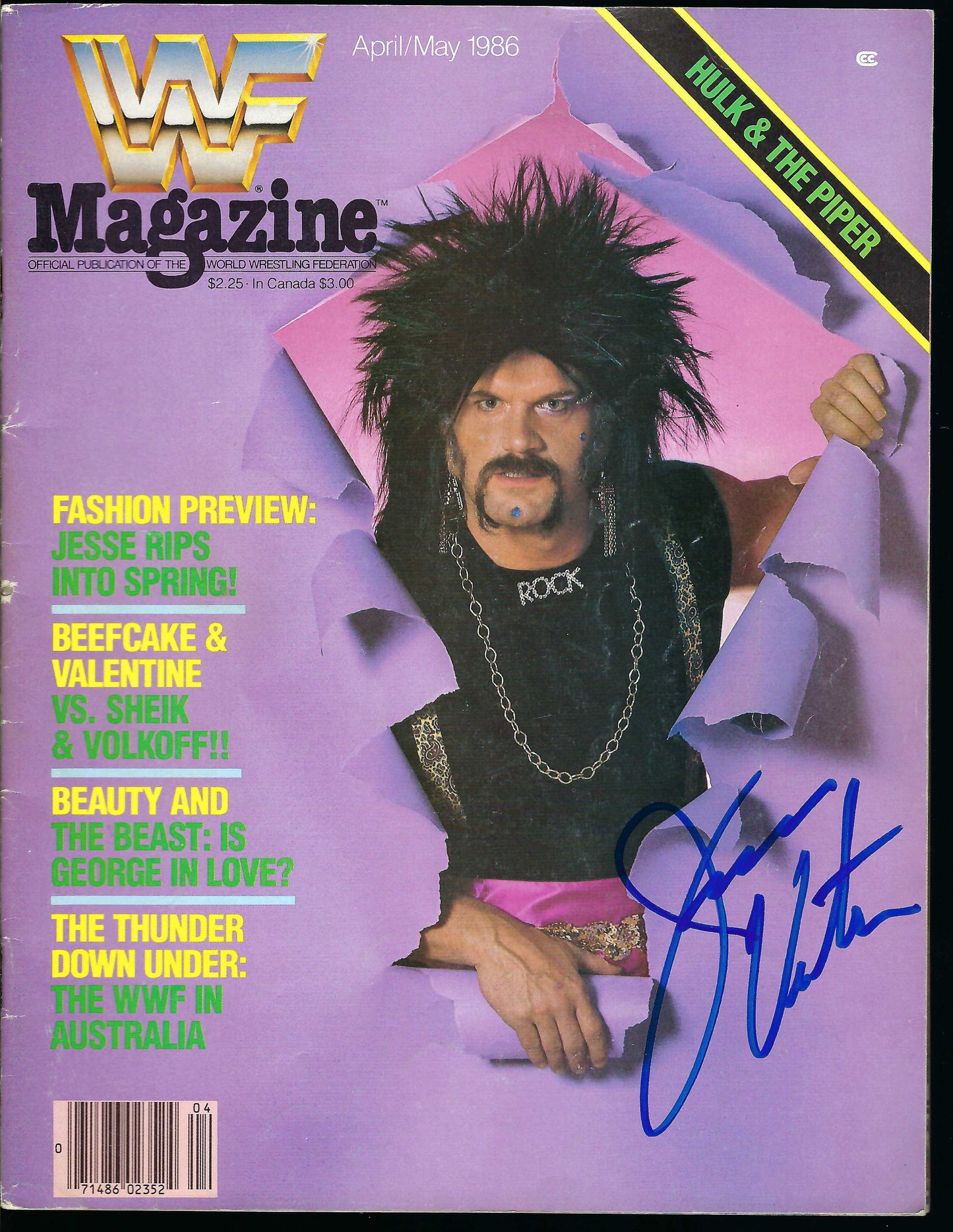 AM853  Jesse The Body  Ventura  VERY RARE Autographed Vintage Wrestling Magazine w/COA