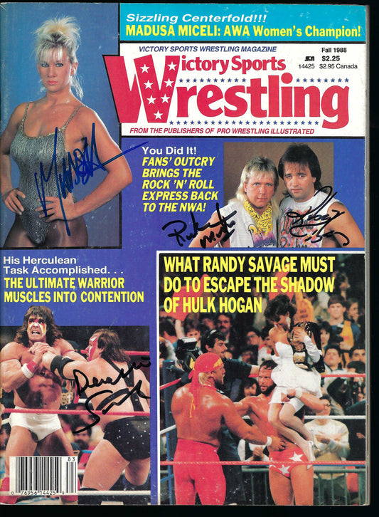 AM856  Medusa  Rock and Roll Express  Demolition  Smash     VERY RARE Autographed Vintage Wrestling Magazine w/COA