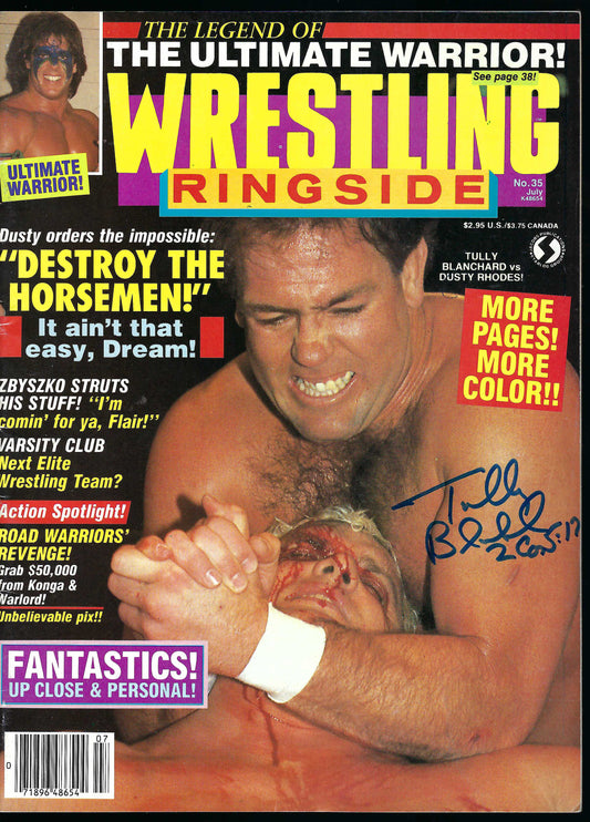 AM862  Tully Blanchard  VERY RARE Autographed Vintage Wrestling Magazine w/COA