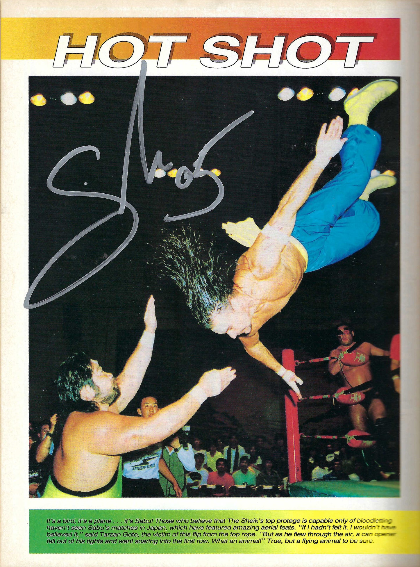 AM865   Bret the Hitman Hart Razor Ramon Sabu   VERY RARE Autographed Vintage Wrestling Magazine w/COA