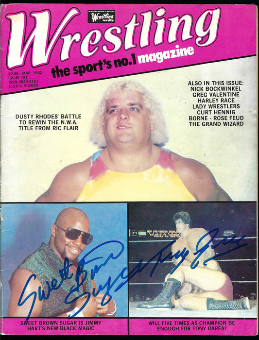 AM869   Sweet Brown Sugar  Tony Garea    VERY RARE Autographed Vintage Wrestling Magazine w/COA