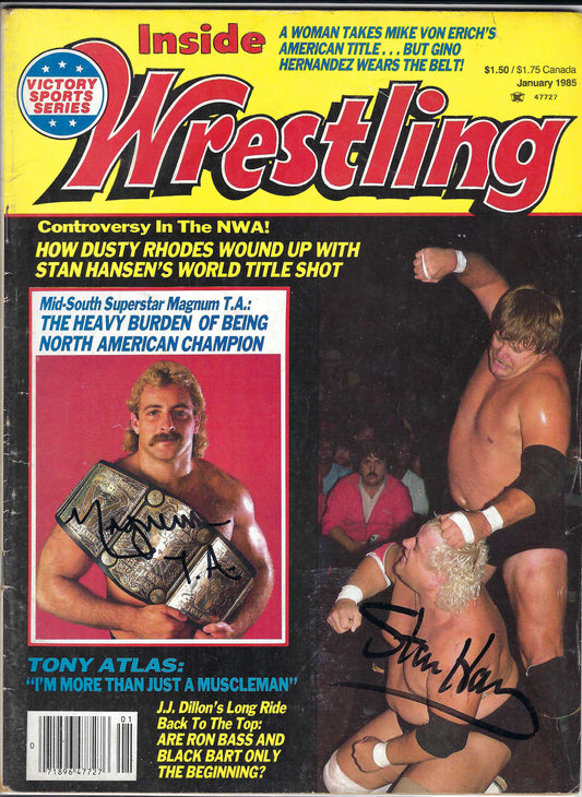 BD121  Magnum TA  Stan Hansen Autographed VERY RARE Vintage  Wrestling Magazine w/COA
