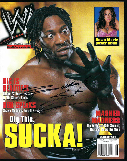 BD21  Booker T   Autographed Vintage Wrestling Magazine / Program w/COA
