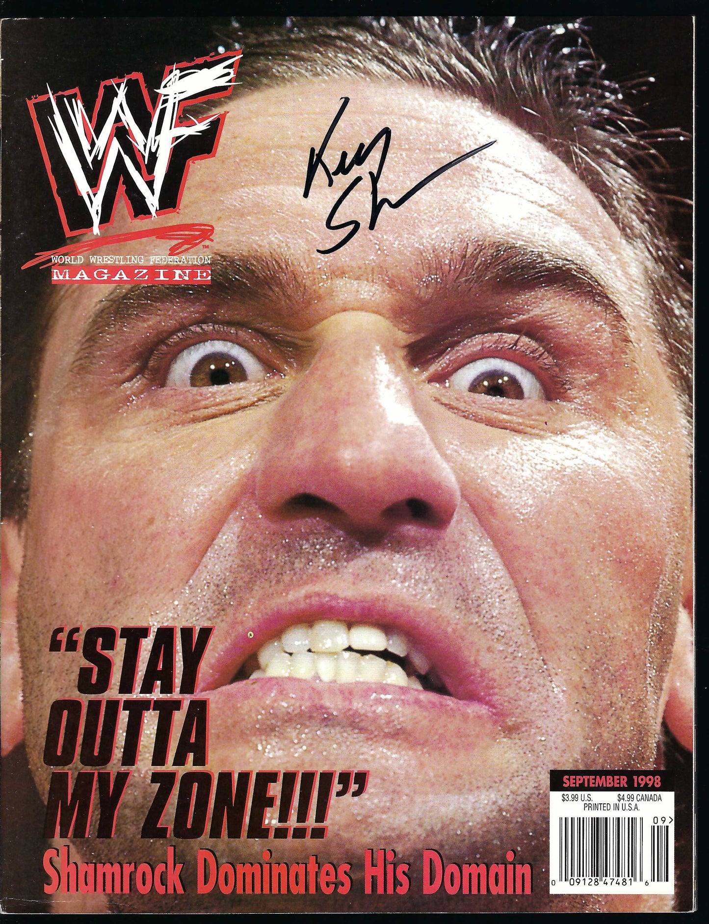 BD28  Ken Shamrock  Autographed Vintage Wrestling Magazine / Program w/COA