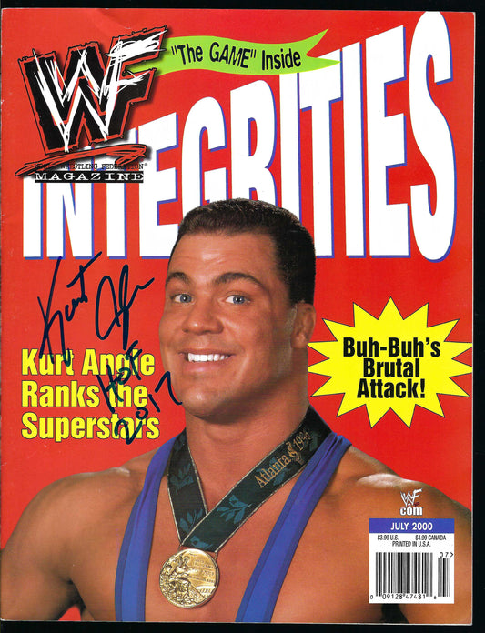 BD29  Kurt Angle Autographed Vintage Wrestling Magazine / Program w/COA