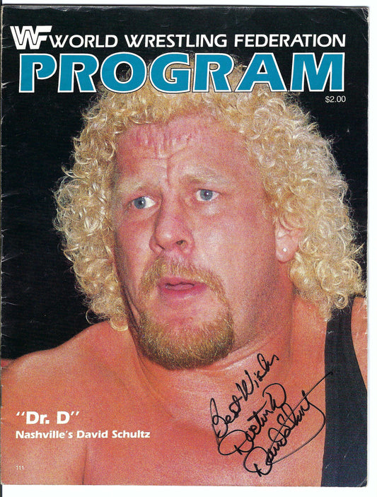 BD33 Dr. D David Shultz Greg Valentine Autographed Vintage Wrestling Magazine / Program w/COA
