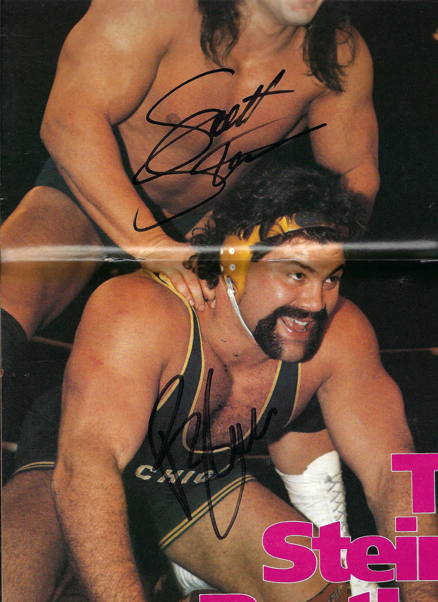 BD44  Scotty Flamingo  Johnny Gunn Steiner Brothers    Autographed Vintage Wrestling Magazine / Program w/COA