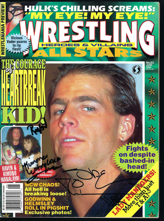 BD45  Shawn Michaels Raven Kimona Wannalaya  Autographed Vintage Wrestling Magazine / Program w/COA