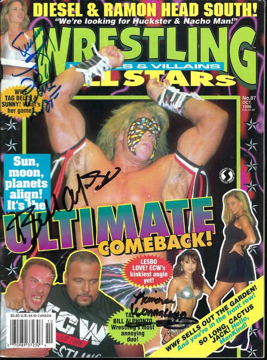 BD47  Sunny Bill Alfonzo Kimona Wannalaya  Autographed Vintage Wrestling Magazine / Program w/COA