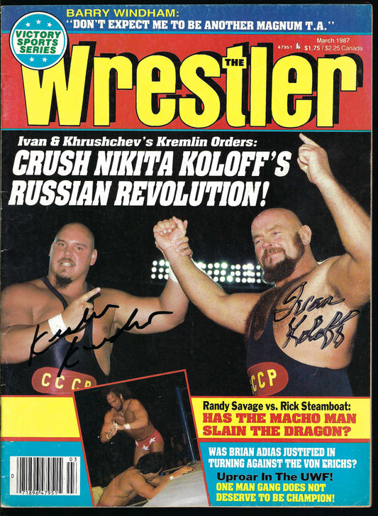 BC9 The Russian Bear Ivan Koloff ( Deceased )   Khrushrer Khrushchev Autographed Vintage Wrestling Magazine / Program  w/COA