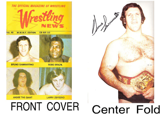BRAM116  Bruno Sammartino ( Deceased ) Autographed vintage Wrestling Magazine Centerfold w/COA