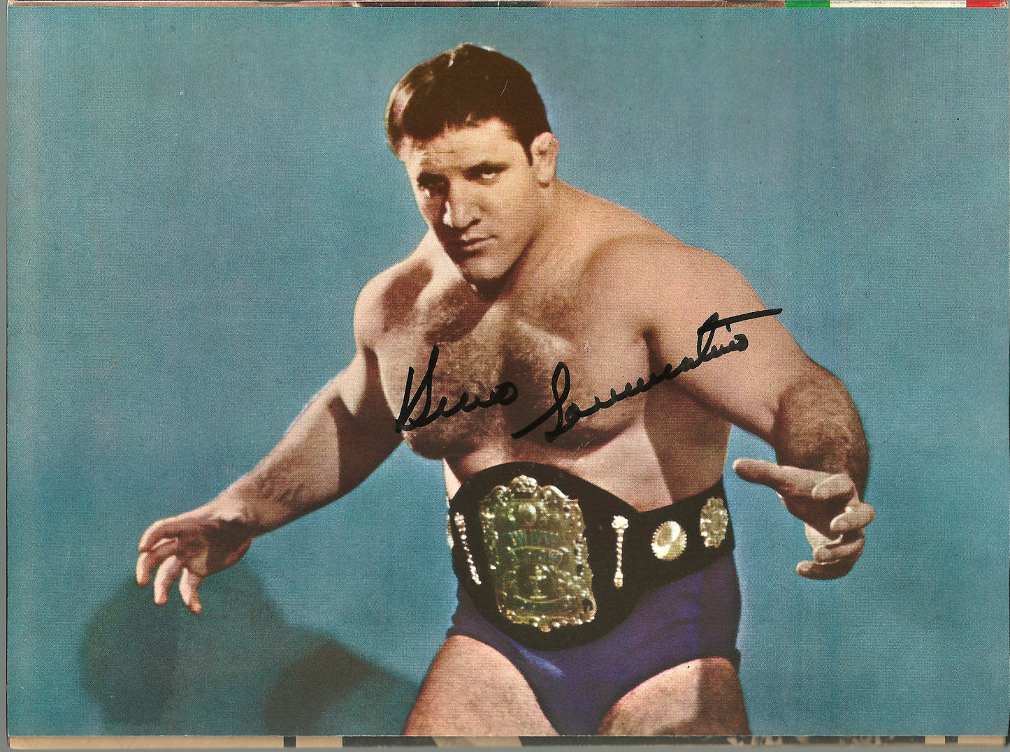 BRAM120  Bruno Sammartino   (  Deceased ) Autographed vintage Wrestling Magazine and Poster w/COA