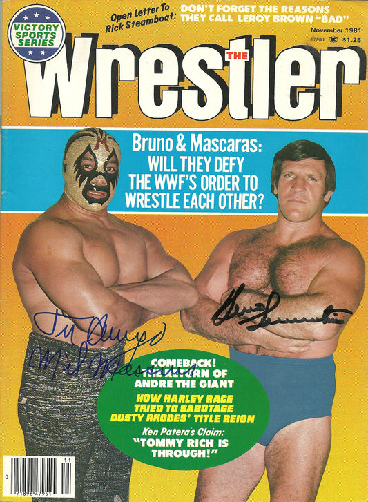 BRAM199  Bruno Sammartino ( Deceased )   Mil Mascaras Autographed vintage Wrestling Magazine w/COA