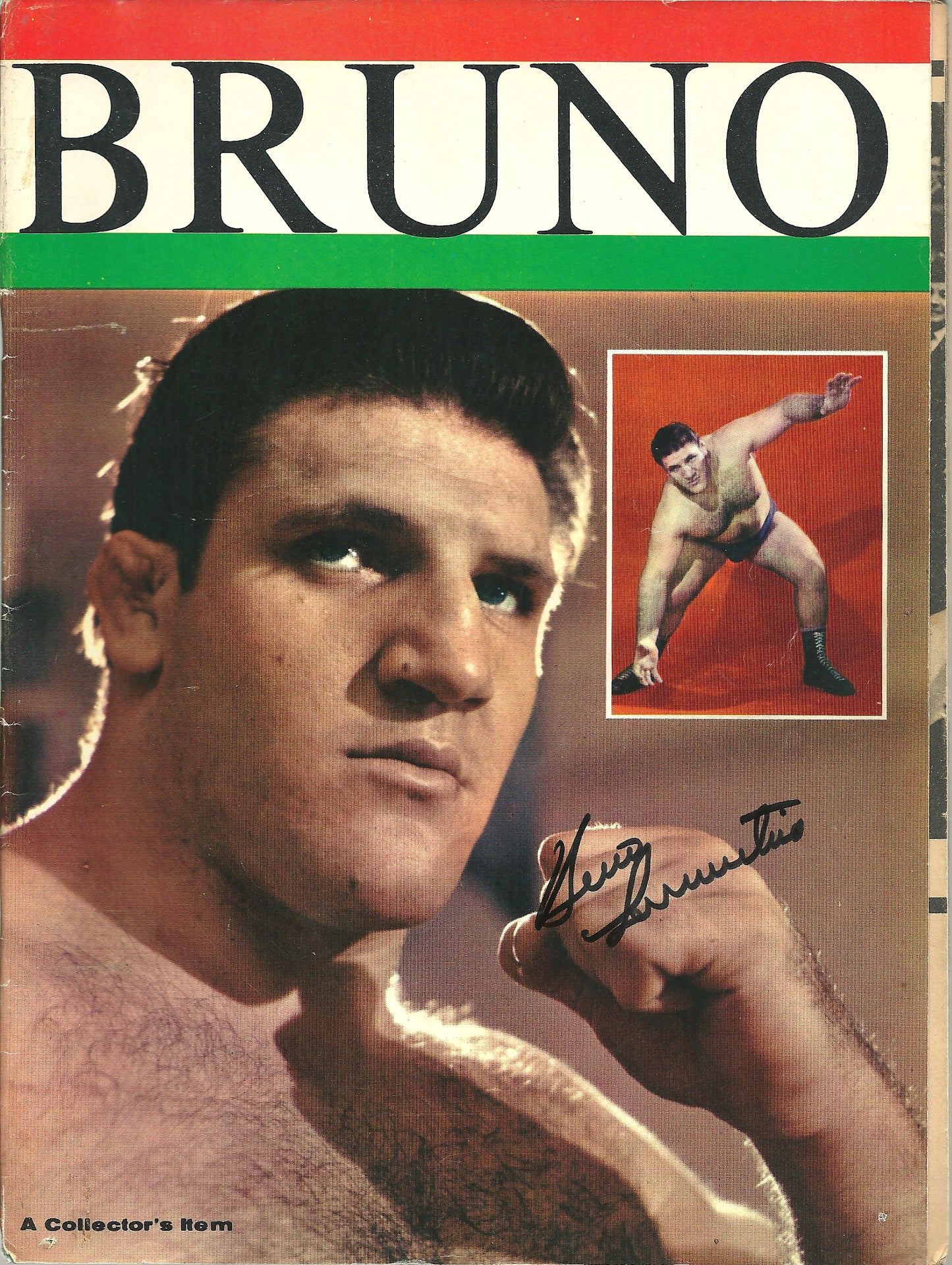 BRAM21  Bruno Sammartino  Autographed vintage Wrestling Magazine w/COA