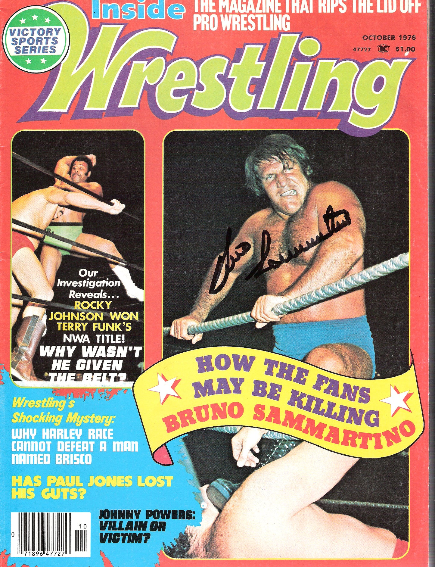 BRAM23  Bruno Sammartino ( Deceased ) Autographed vintage Wrestling Magazine w/COA